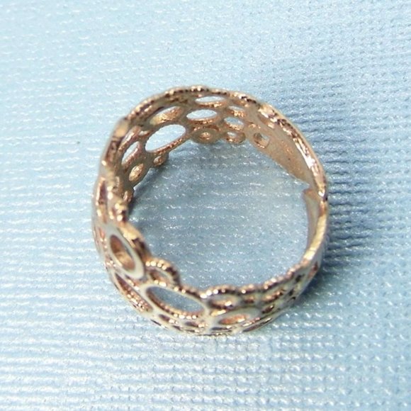 Rose Sterling Silver Wide Ring Italy 6 - Picture 7 of 7